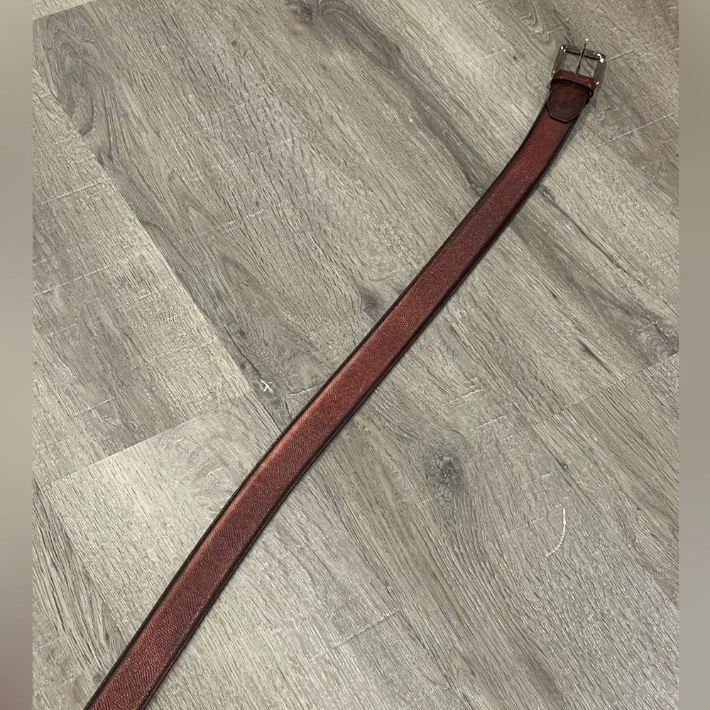 Sutor Mantellassi Size 46 Antique Pebble Brown Made in Italy Solid Brass Belt